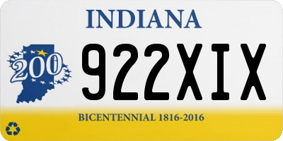 IN license plate 922XIX