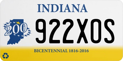 IN license plate 922XOS