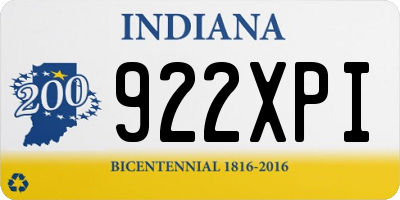 IN license plate 922XPI