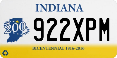 IN license plate 922XPM