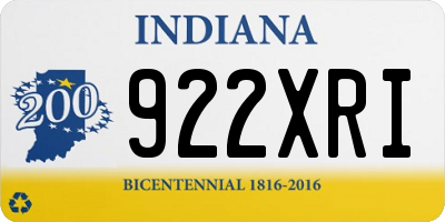 IN license plate 922XRI