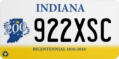 IN license plate 922XSC