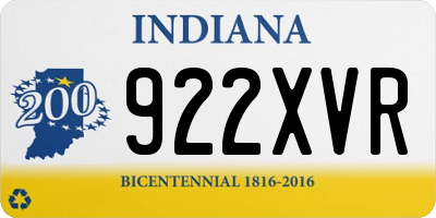 IN license plate 922XVR