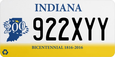 IN license plate 922XYY