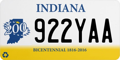 IN license plate 922YAA