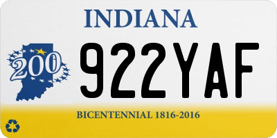 IN license plate 922YAF