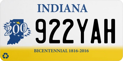 IN license plate 922YAH