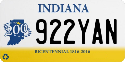 IN license plate 922YAN