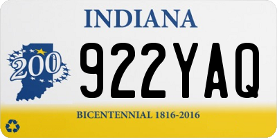 IN license plate 922YAQ