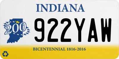 IN license plate 922YAW