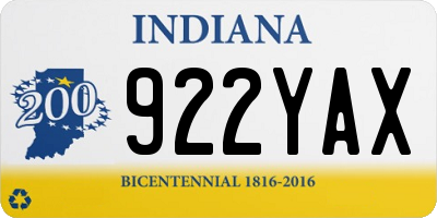 IN license plate 922YAX