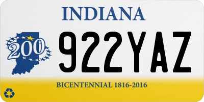 IN license plate 922YAZ