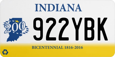 IN license plate 922YBK