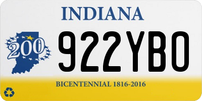 IN license plate 922YBO