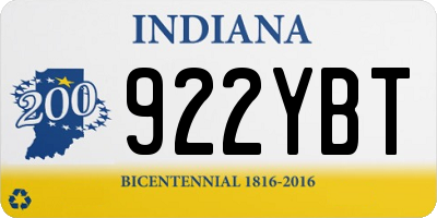 IN license plate 922YBT