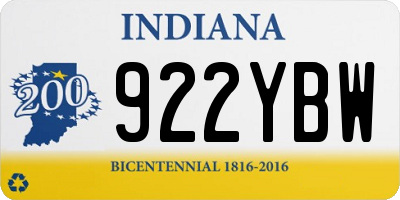 IN license plate 922YBW
