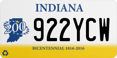 IN license plate 922YCW