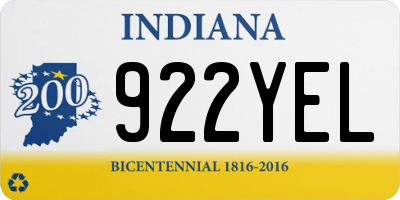 IN license plate 922YEL