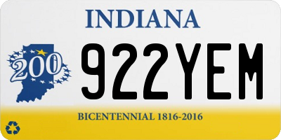 IN license plate 922YEM