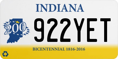 IN license plate 922YET