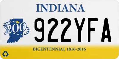 IN license plate 922YFA