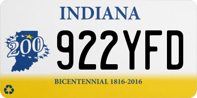 IN license plate 922YFD