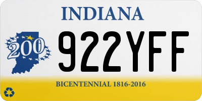 IN license plate 922YFF
