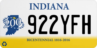 IN license plate 922YFH