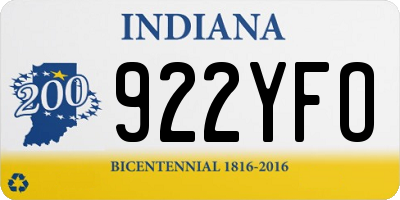 IN license plate 922YFO