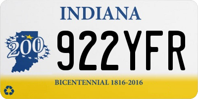 IN license plate 922YFR