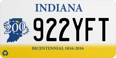 IN license plate 922YFT