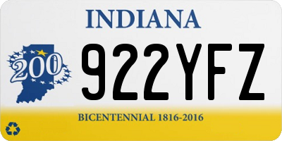 IN license plate 922YFZ