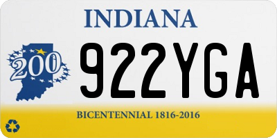 IN license plate 922YGA