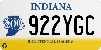 IN license plate 922YGC