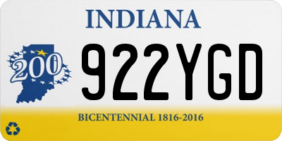 IN license plate 922YGD