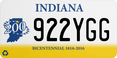 IN license plate 922YGG