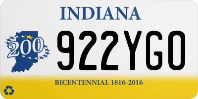 IN license plate 922YGO