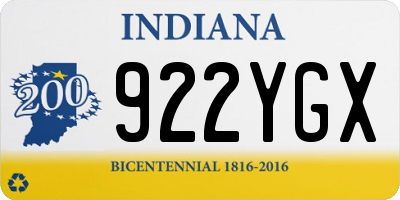 IN license plate 922YGX