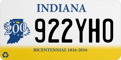 IN license plate 922YHO