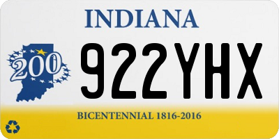 IN license plate 922YHX