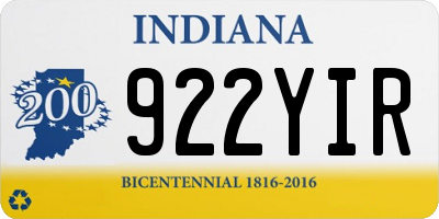 IN license plate 922YIR