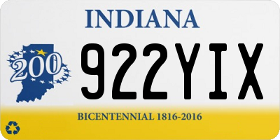 IN license plate 922YIX
