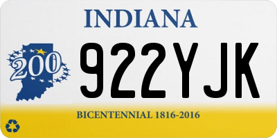 IN license plate 922YJK