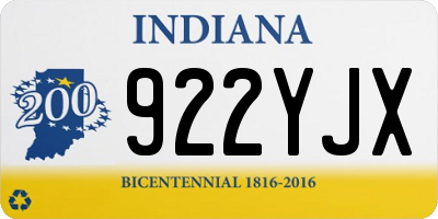 IN license plate 922YJX