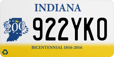 IN license plate 922YKO