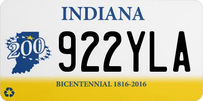 IN license plate 922YLA