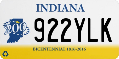 IN license plate 922YLK