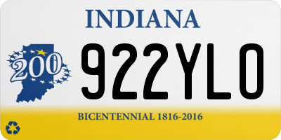 IN license plate 922YLO