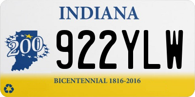 IN license plate 922YLW