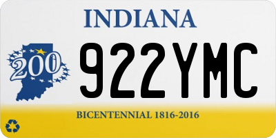 IN license plate 922YMC